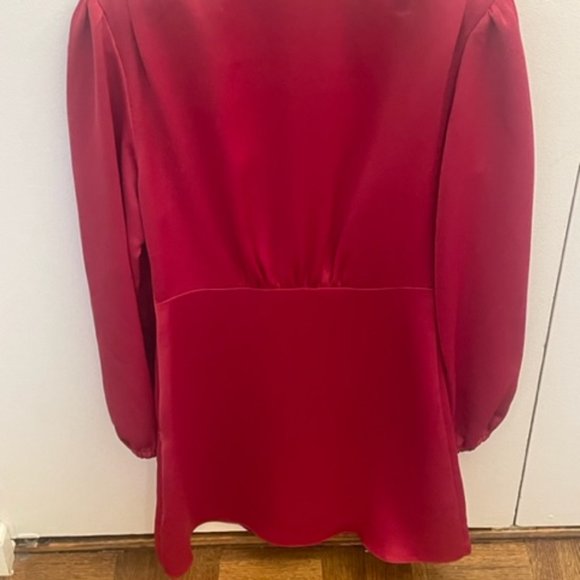 Like new, worn once. Sandro Leana Red Satin Cocktail Dress - Picture 6 of 6